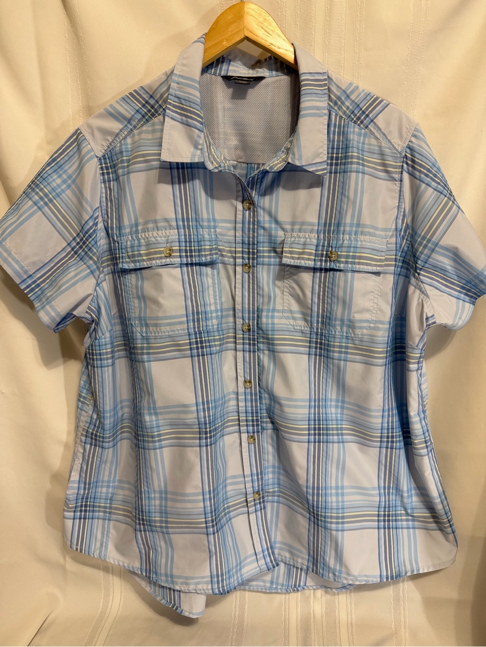Eddie Bauer Women's Short Sleeve Adventure Top Button Up Size XXL Summer Fishing